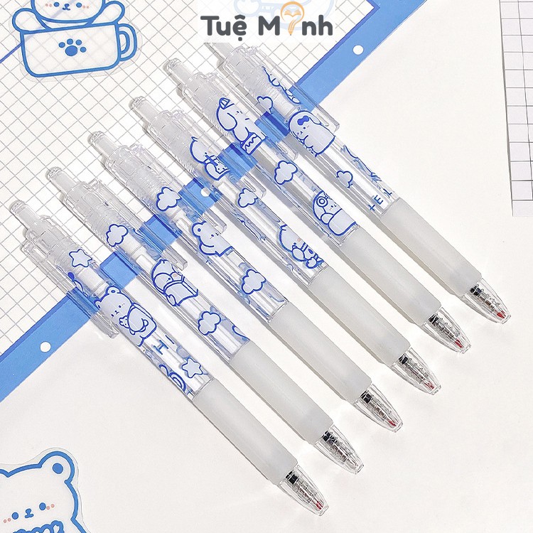 [Mã LIFEB04ALL giảm 10% tối đa 15K đơn 0Đ] Bút bi bấm trong suốt hình gấu cute mực đen B37 nét 0.5mm