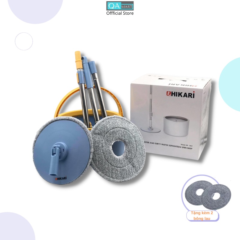 Bộ cây lau nhà thông minh HIKARI HR-365F Nhật Bản - Tặng kèm combo bông lau