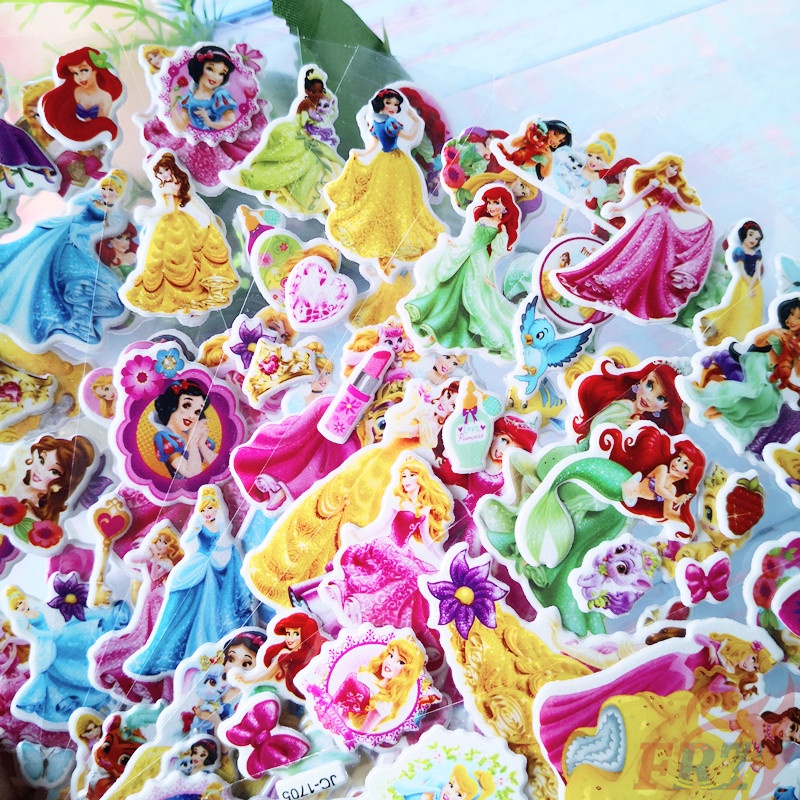 ★ Hình Dán Đồ Chơi Công Chúa Disney Q-2 DIY ★ 1 Tấm Hình Dán 3D Hoạt Hình (8 Kiểu Dáng)