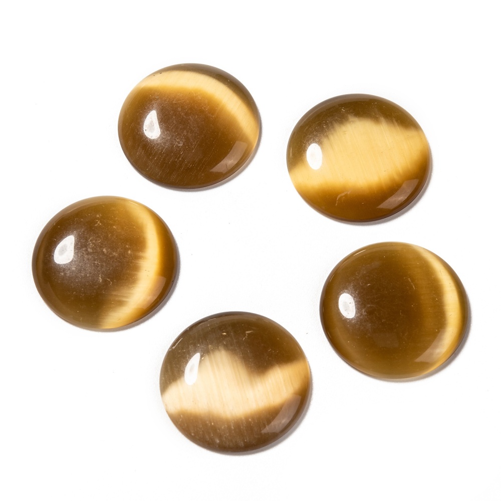 Bộ 5 Đá Cabochon Mắt Mèo Nửa Vòm Tròn / Mái Vòm 25mm Đường Kính 5mm Dày