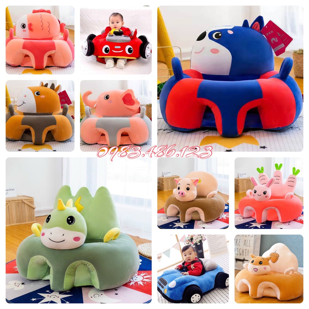 Ghế tập ngồi, ăn dặm hình thú nhồi bông cho bé, trẻ em sơ sinh cao cấp siêu cute nhiều màu được chọn mẫu