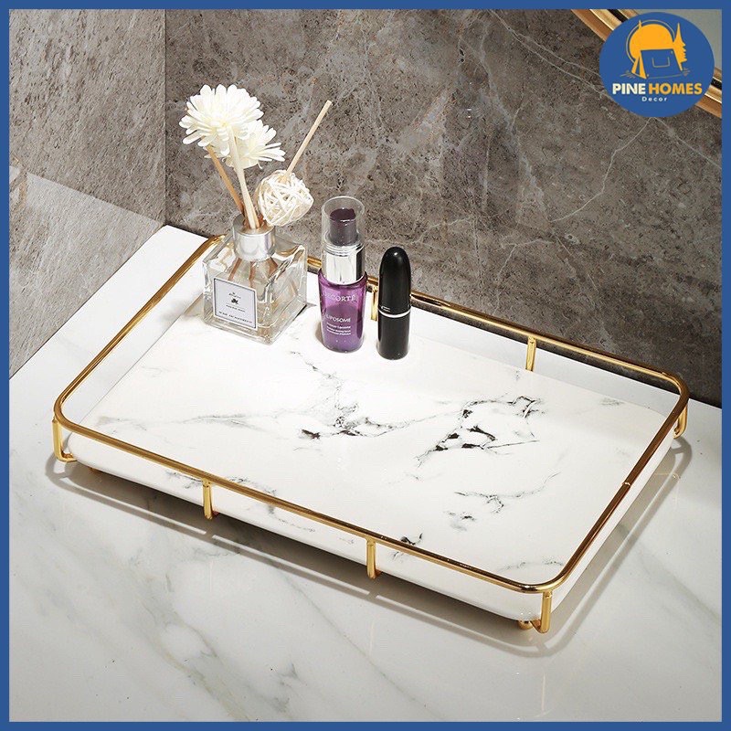 (CÓ SẴN) Khay Sứ Để Đồ Mĩ Phẩm, Đồ Dùng Decor Gốm Sứ Cao Cấp