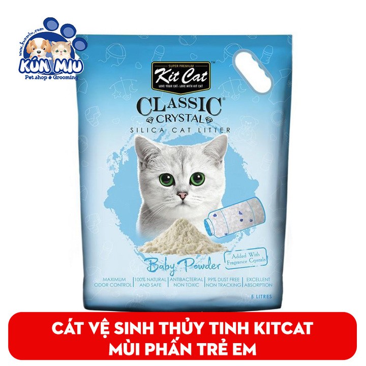 Cát thủy tinh cho mèo KitCat Màu xanh dương - Cát vệ sinh Kitcat hương phấn trẻ em