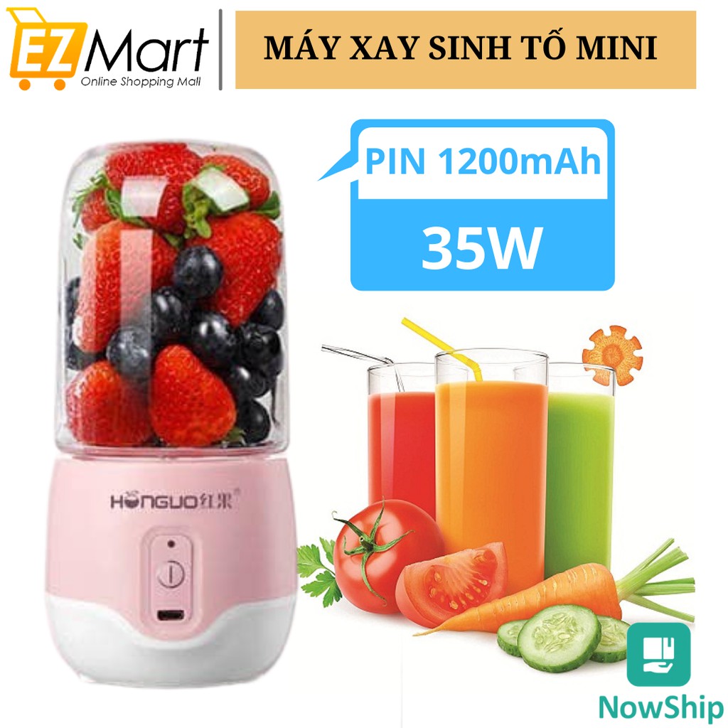 Máy Xay Sinh Tố Mini Bỏ Túi Honguo 300ml Sạc Pin USB Siêu Tiện Lợi, Lưỡi Xay Inox 304 Cao Cấp