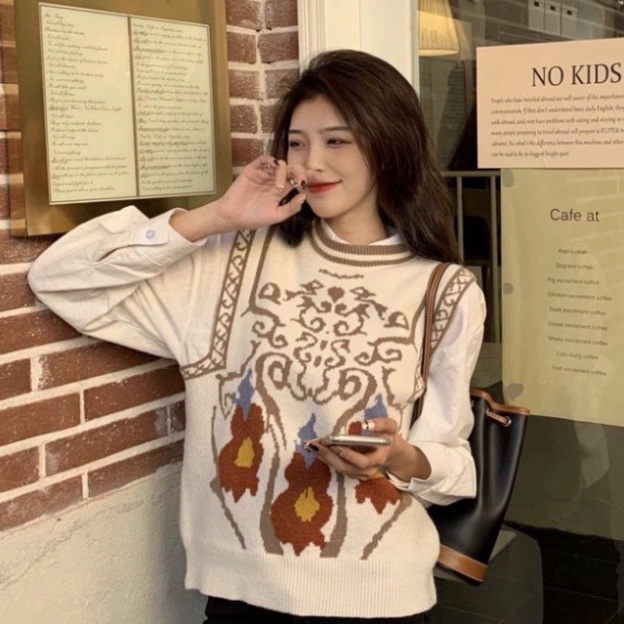 Gile Len Nữ Hàn GUMAX, Áo Len Gile Nữ Màu Sắc Vintage Form Rộng FreeSize Siêu Xinh | BigBuy360 - bigbuy360.vn