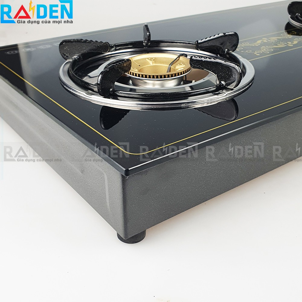 Bếp ga đôi Raiden RD-369 đầu đốt đồng, mặt kính cường lực