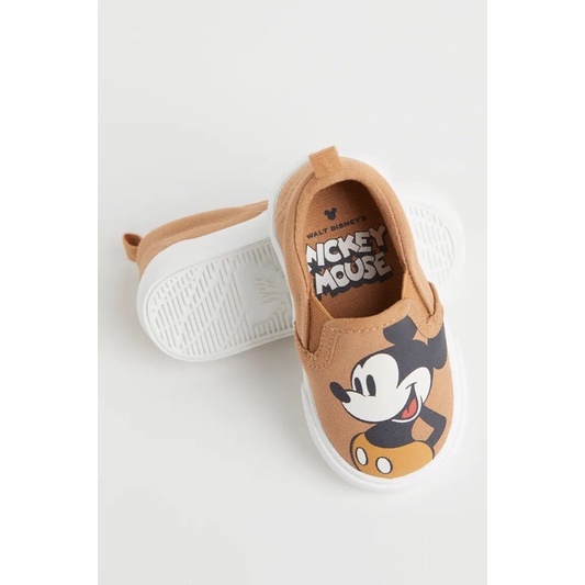 [KIDDO] Giày vải H&amp;M bé trai hoạ tiết Mickey nâu siêu xinh siêu hiếm, đế mềm, số lượng có hạn