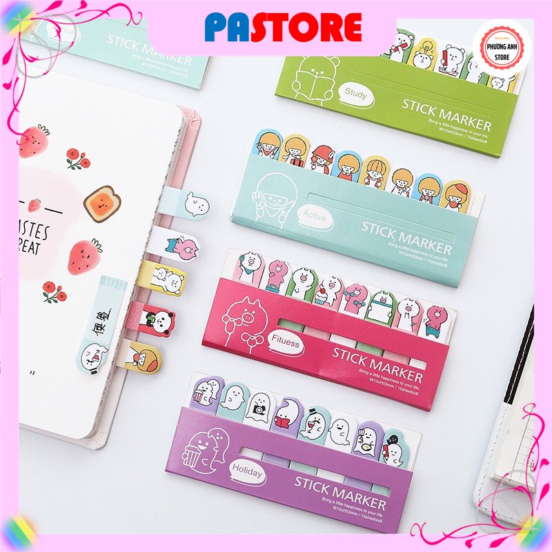 Giấy dán đánh dấu trang, Sticker đánh dấu sách vở, Sticker marker hoạt hình đáng yêu