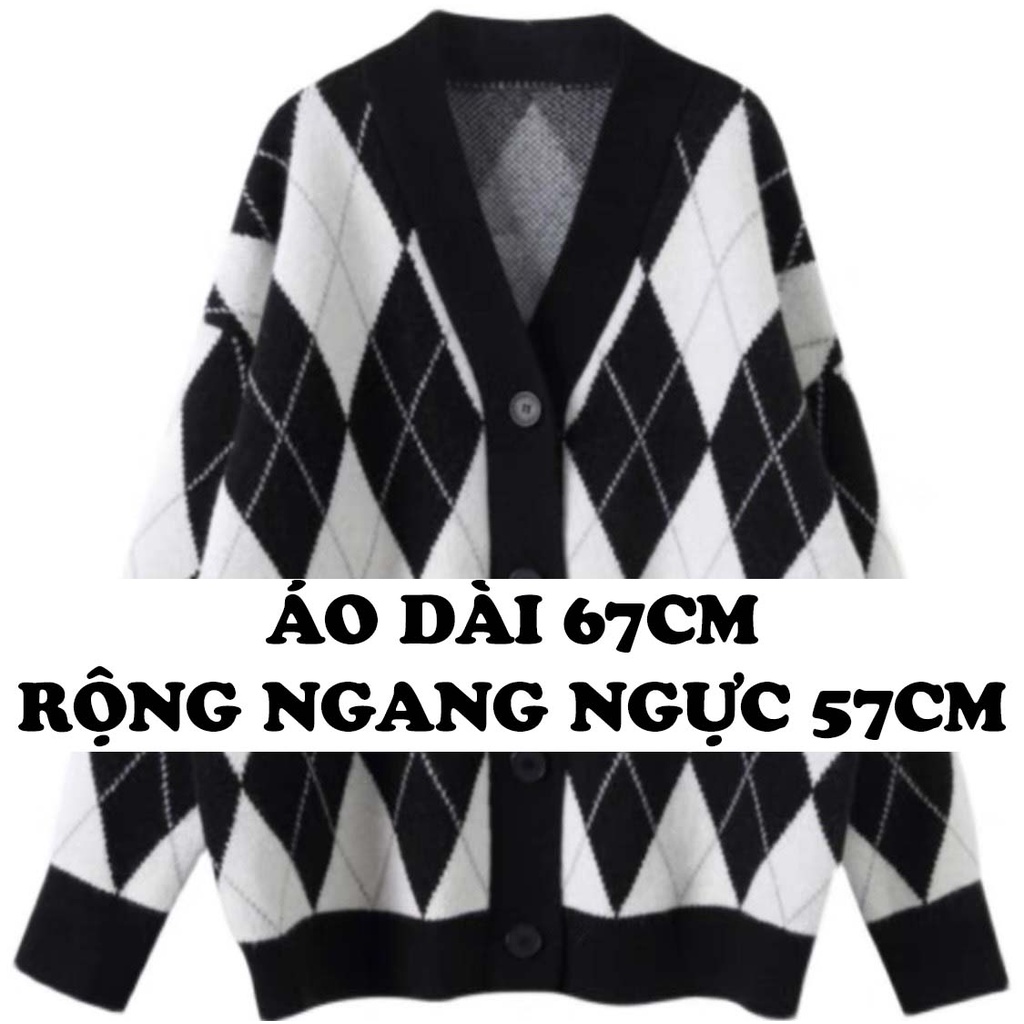 [ Ảnh thật] Áo cardigan A20 dáng rộng chùm mông họa tiết hình thoi, áo khoác len phù hợp mùa thu đông.