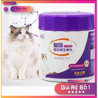 Vitamin tổng hợp Happy Pet cho mèo lọ 200 viên - Vitamin Happy
