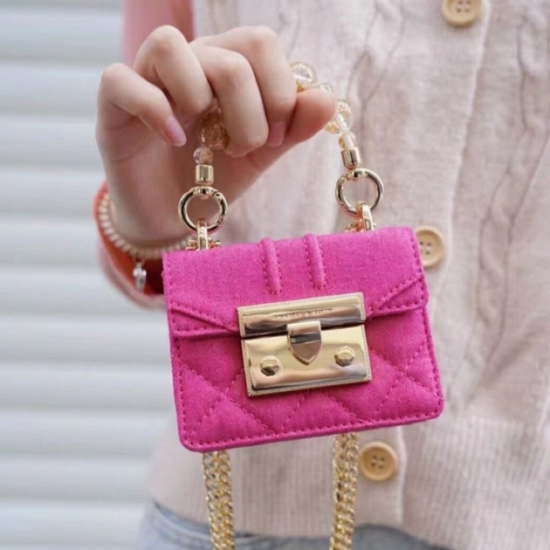 ( Video thật) Túi xách nữ QBB Quỳnh mini hàng quảng châu loại 1 chữ C màu hồng có quai ngọc đeo chéo đeo vai