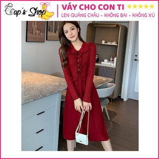 Váy cho con bú, chất len, dáng xòe xếp li