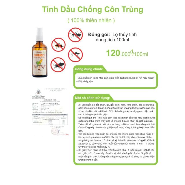 TINH DẦU CHỐNG CÔN TRÙNG