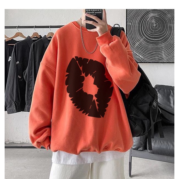 [ Mã 12FASHIONSALE1 giảm 10K đơn 50K ] Áo sweater nỉ cổ tròn dài tay nam nữ họa tiết APSR Môi đen