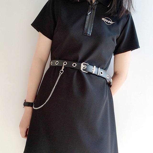 thắt lưng da kèm xích