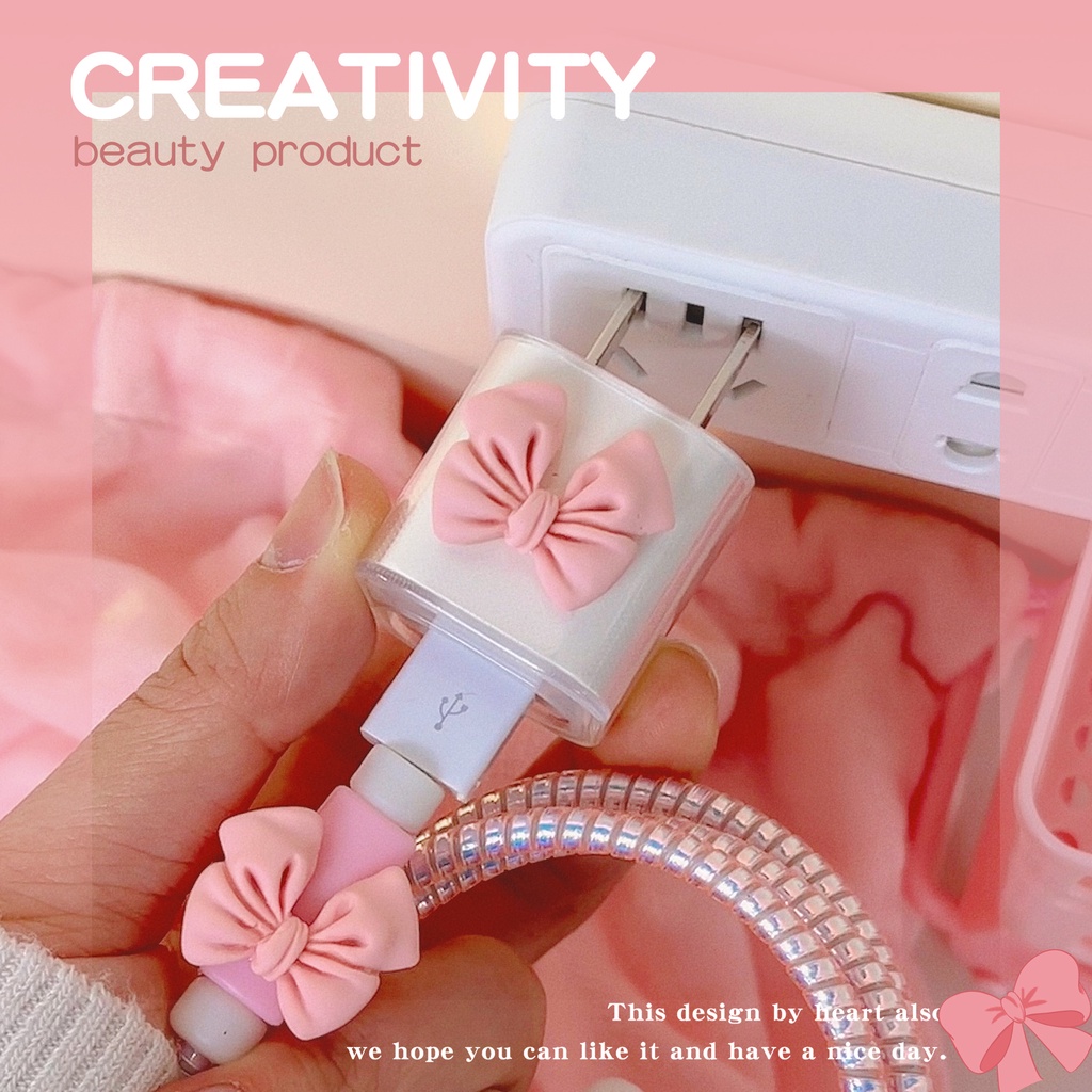 Vỏ Bảo Vệ Hộp Sạc Tai Nghe iphone 5W 11 / xr / 8p / 7 / 6 / xsmax Hình Nơ Dễ Thương Ốp