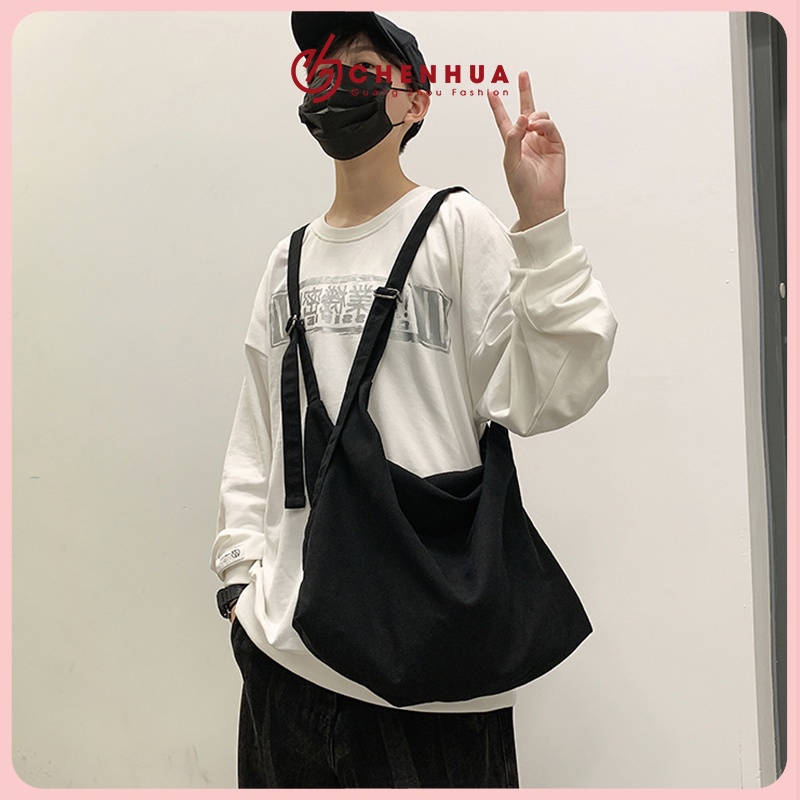 Túi vải canvas đeo vai đeo chéo ChenHua đi học đi chơi unisex phong cách ulzzang Hàn Quốc xinh đẹp TX112