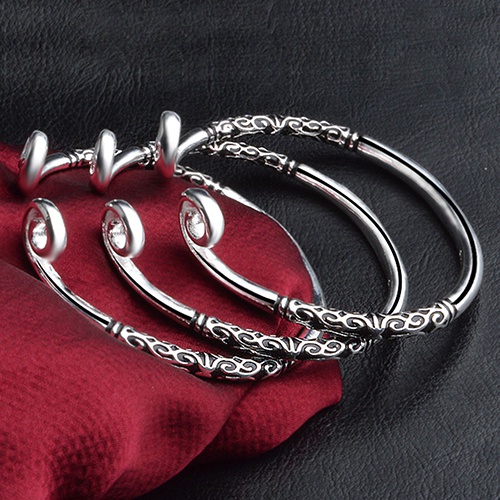 Vòng tay bạc dạng hở thiết kế vòng kim cô cá tính trẻ trung mới lạ dành cho nữ