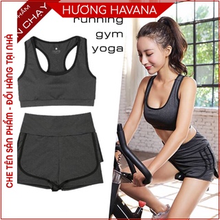 Bộ đồ tập mùa hè quần 2 lớp áo bra croptop có đệm giá rẻ FB03