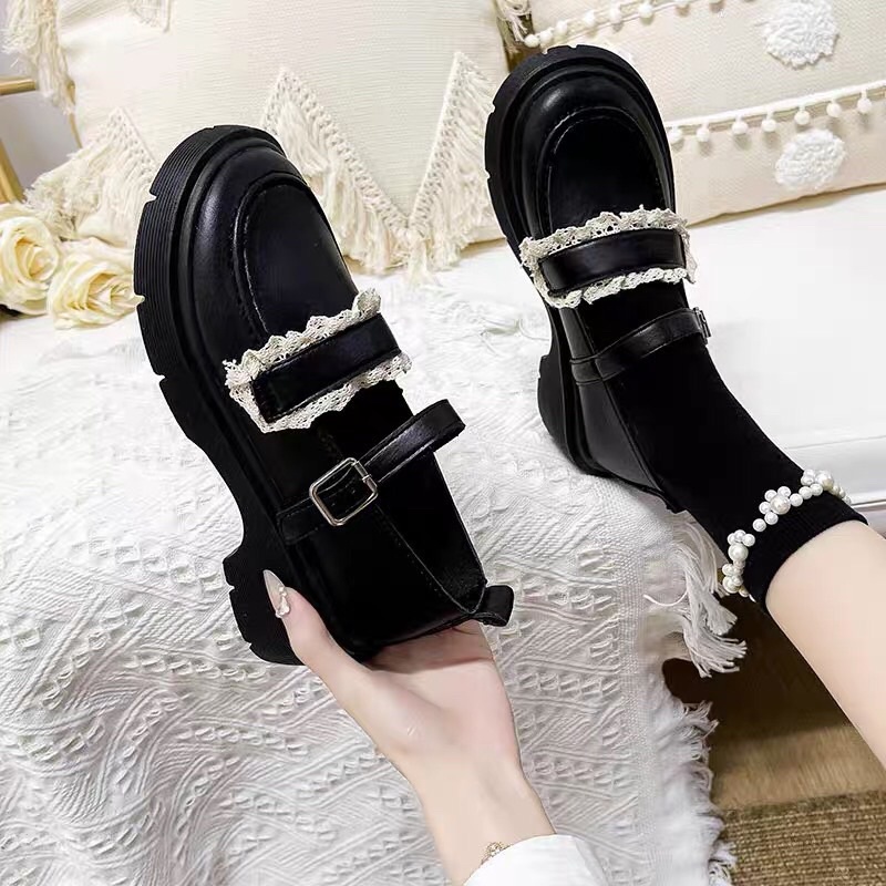 Giày búp bê nữ lolita giá rẻ đẹp đế cao cổ thấp 5cm Hàn Quốc cao cấp HARINA GD005