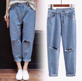 quần Baggy trơn rách gối