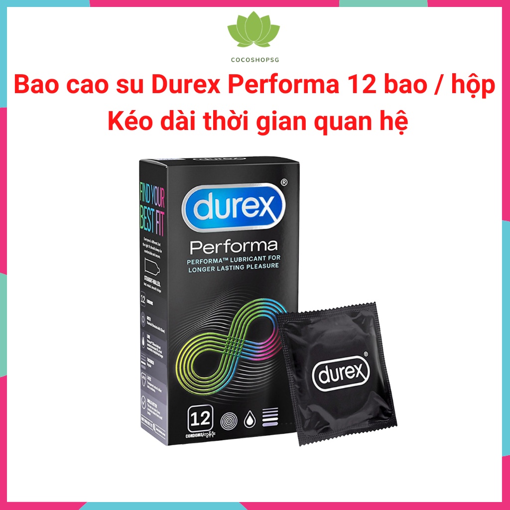 Bao cao su Durex Performa 12 bao / hộp - Kéo dài thời gian quan hệ