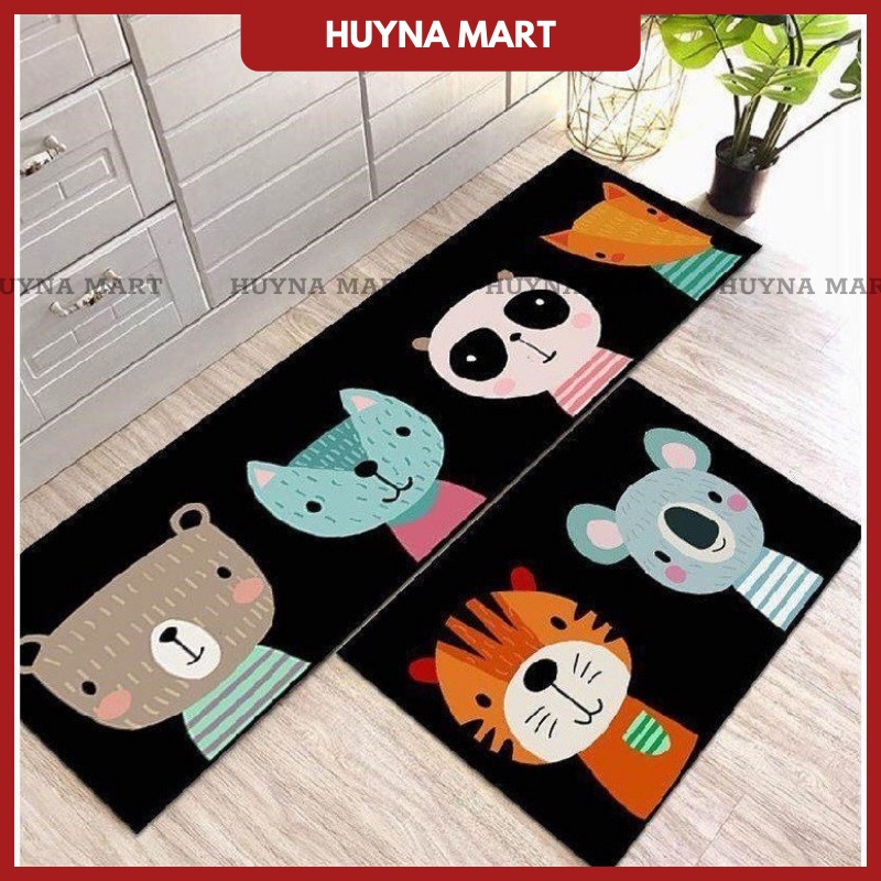 Bộ 2 Thảm Nhà Bếp 3D Cao Cấp Siêu Thấm Nước Chống Trơn Trượt HUYNA MART (2 thảm 40*60cm &amp; 40*120cm) T02