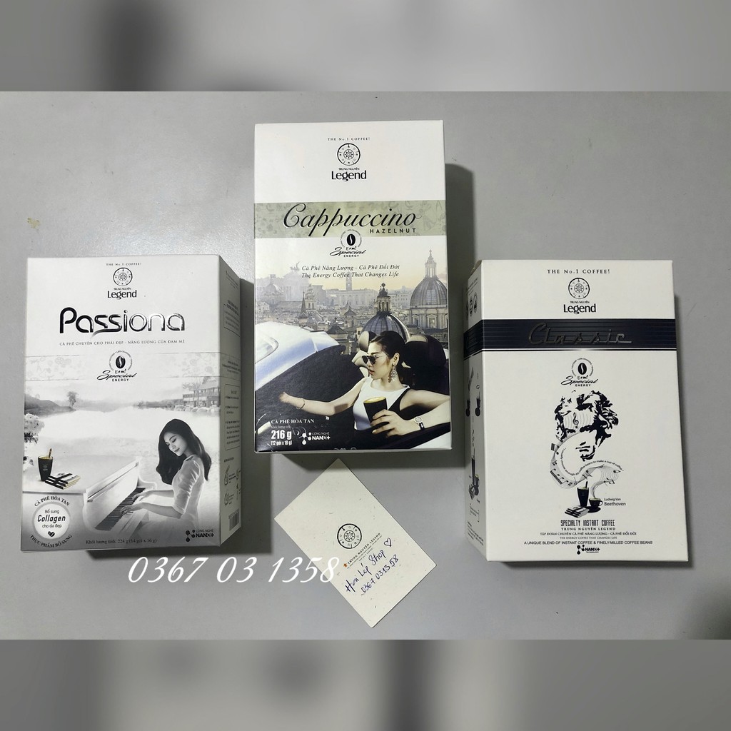 Combo cà phê Trung Nguyên Legend Classic, Passona &amp; Capuchino (Tặng 2 gói G7-3in1)
