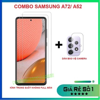 Combo Samsung A52 A52S  A72 A53 A73 kính cường lực trong suốt không full màn + dán bảo vệ camera chống trầy xước