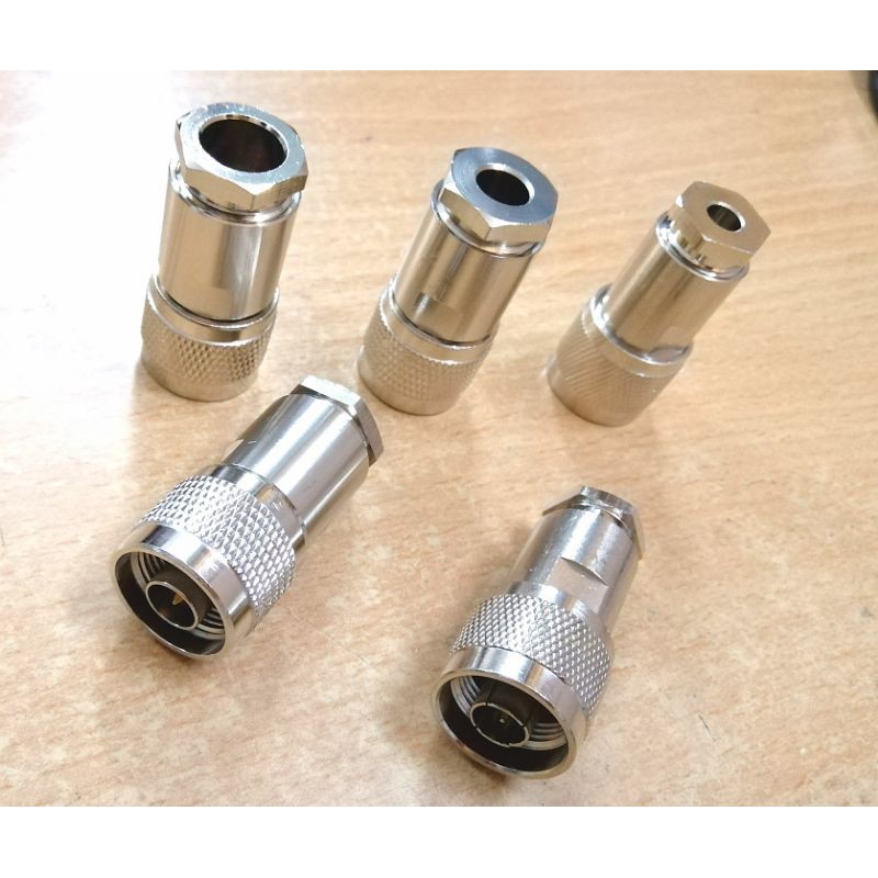 Đầu jack N male đực đuôi vặn ốc lục giác giữ cáp đồng trục RG58 RG6 RG213