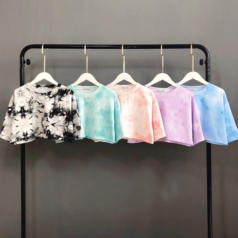 Áo Croptop Loang Trơn 3D Rộng Tay Lở Ảnh Thật