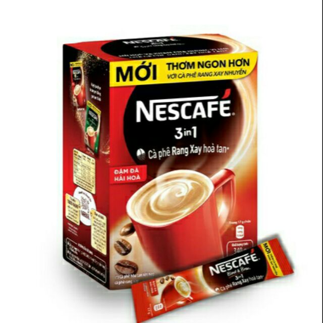 CAFE Hòa Tan NESCAFE ( XANH / ĐỎ ) 3 IN 1 . Hộp 20 gói ×17g .