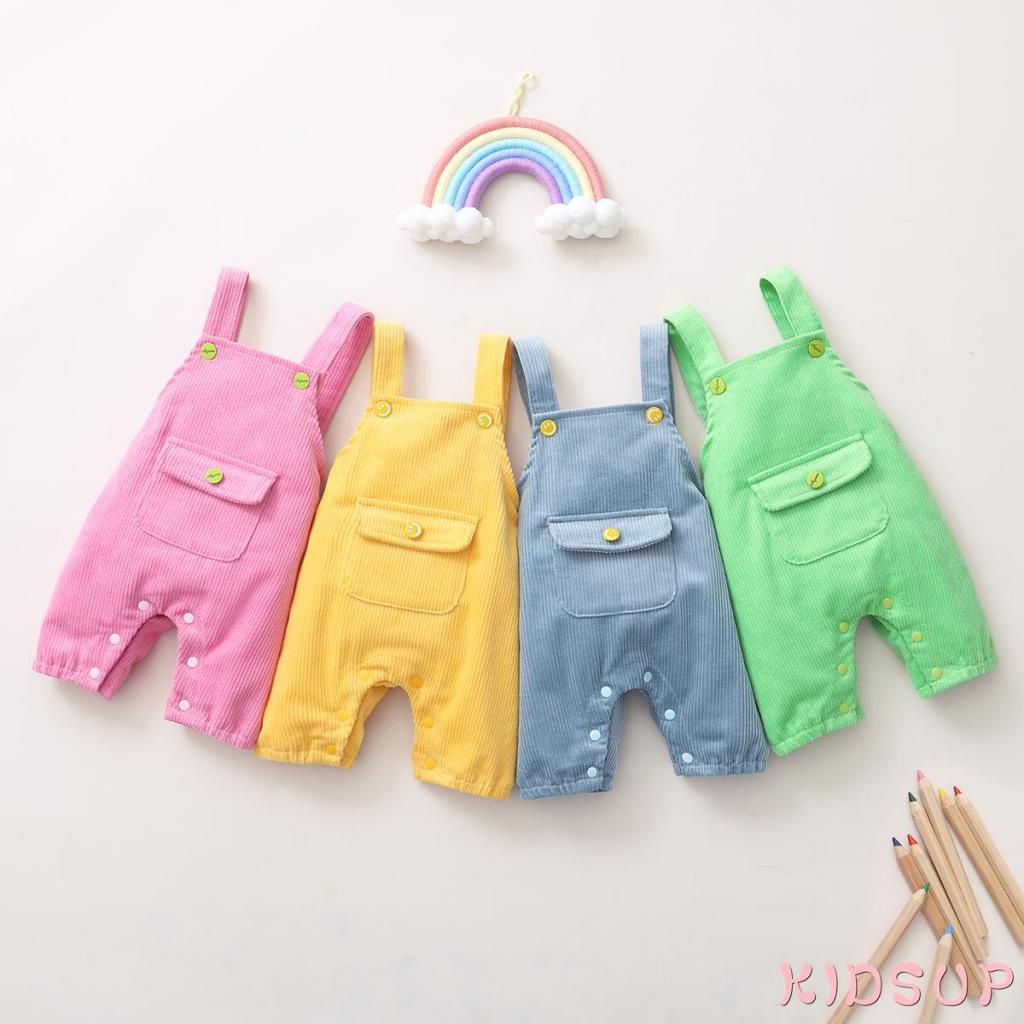 Bộ Áo Liền Quần Màu Trơn 1 Món Xinh Xắn Cho Bé