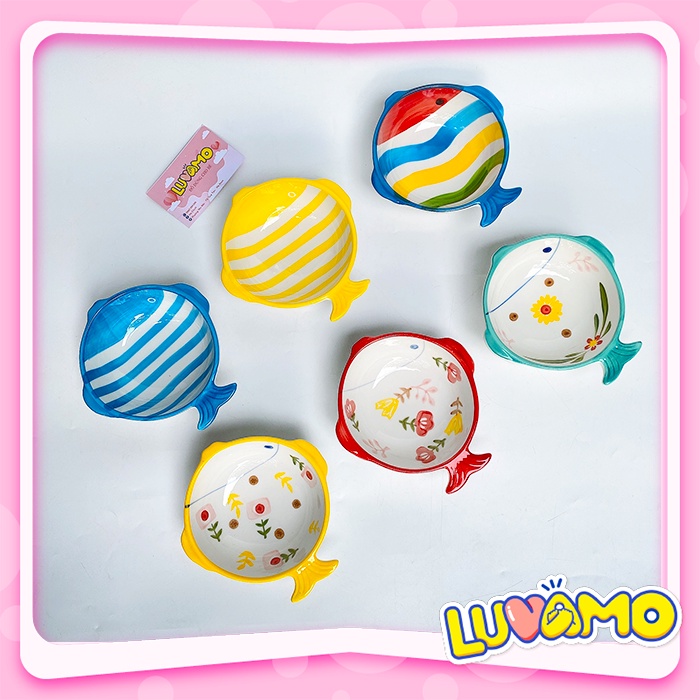 Bát ăn dặm gốm sứ hình cá cho bé luvamo BS05