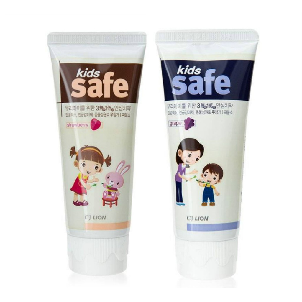 Kem Đánh Răng Cho Bé Hương Trái Cây Thươm Mát Kids Safe Lion 90g (100% Korea)