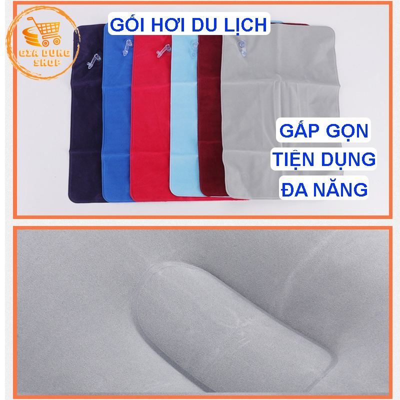 Gối Hơi Du Lich Kích Thước 24 x 34.5cm Dùng Cho Văn Phòng, Tựa Lưng, Đi Xe, Dã Ngoại Gấp Gọn Tiện Lợi