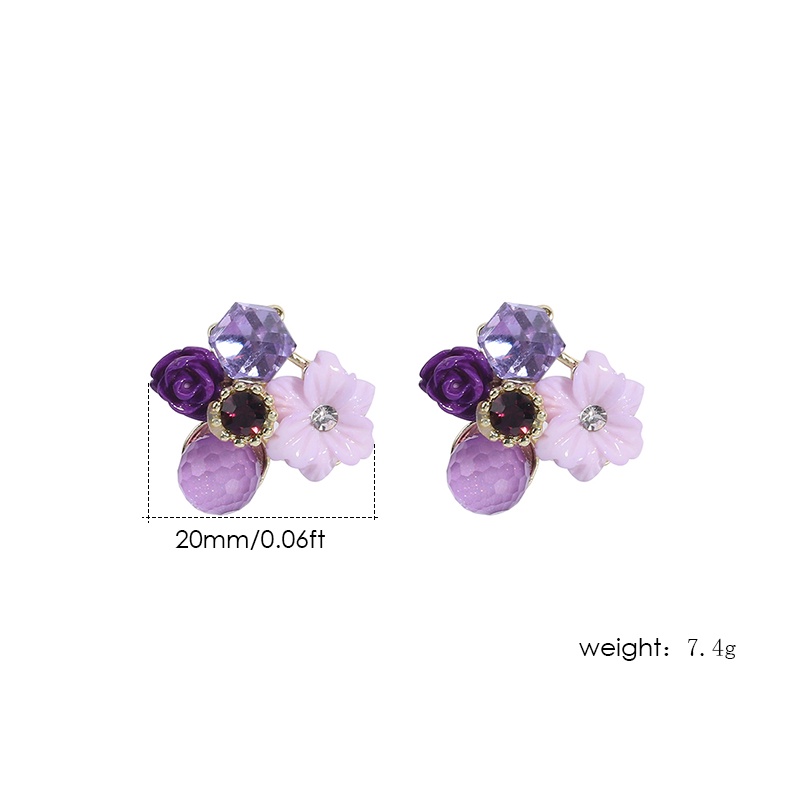 PINKDUDU Khuyên Tai Đính Đá Opal Tím Thiết Kế Mới PD345 Thời Trang Hàn Quốc Cho Nữ