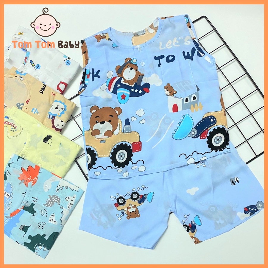 Bộ quần áo trẻ em vải Tôn, lanh SÁT NÁCH Size 1-5 cho bé trai 5-15kg, Vải tole loại 1 mềm, mịn, mát, đường may đẹp