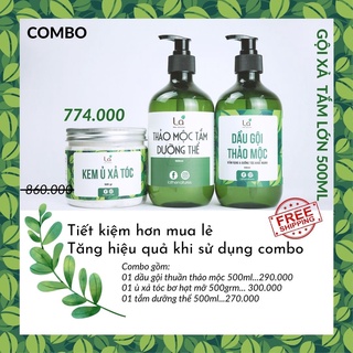 Combo Gội Xả Tắm Thảo Mộc Handmade Size Lớn