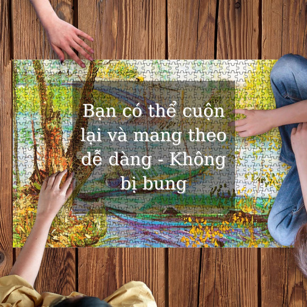 Bộ xếp hình 1000 miếng Jigsaw Puzzle 1000 PCS 70*50cm nhiều mẫu tặng kèm lọ keo dán tranh