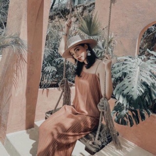 Váy maxi 2 dây dập ly đi biển