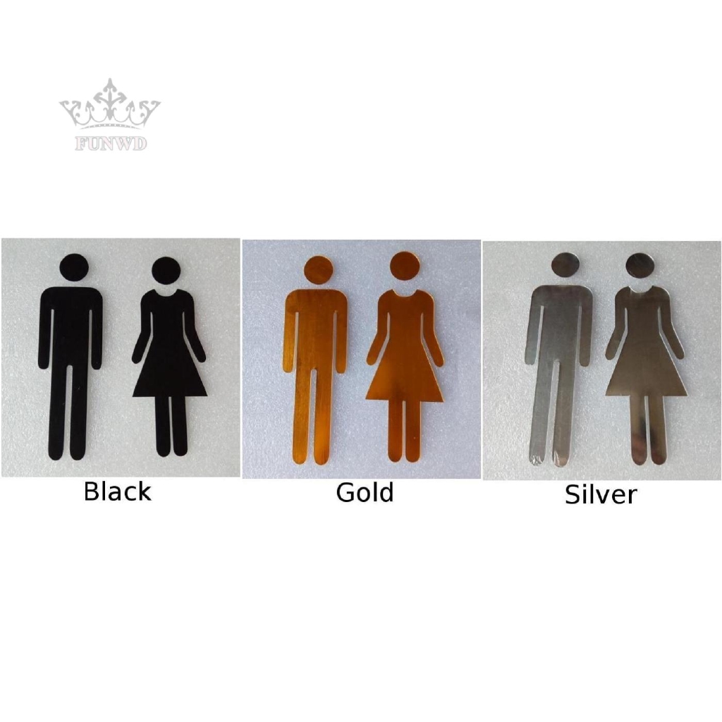 Set 2 miếng dán cửa ra vào đánh dấu nhà vệ sinh nam / nữ bằng chất liệu acrylic tiện dụng