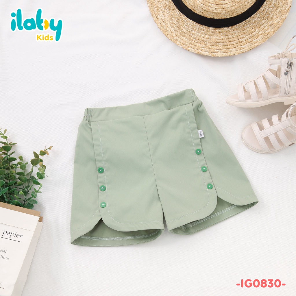 Quần cho bé gái ILABY phối cúc chất liệu kaki