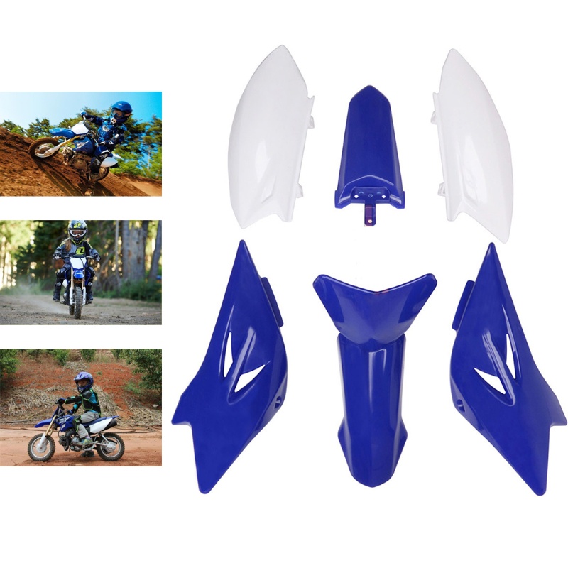 FENDER Set 6 Tấm Chắn Bùn Bằng Nhựa Màu Trắng Xanh Cho Xe Mô Tô