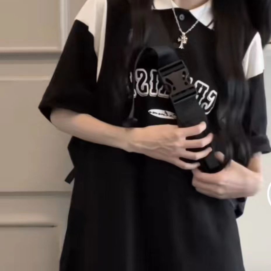 Đầm Thể Thao Rút Dây Màu Trắng Đen In Chữ Thời Trang Cho Nữ