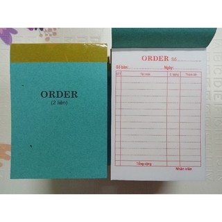 phiếu order hai liên khổ A6-100t/q giá: 13.000₫/quyển