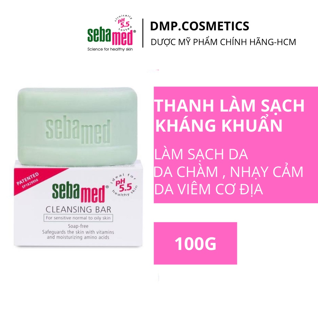 Xà Phòng làm sạch kháng khuẩn Sebamed Cleansing Bar pH5.5 100g/1 thanh [Nhập Khẩu Chính Hãng]