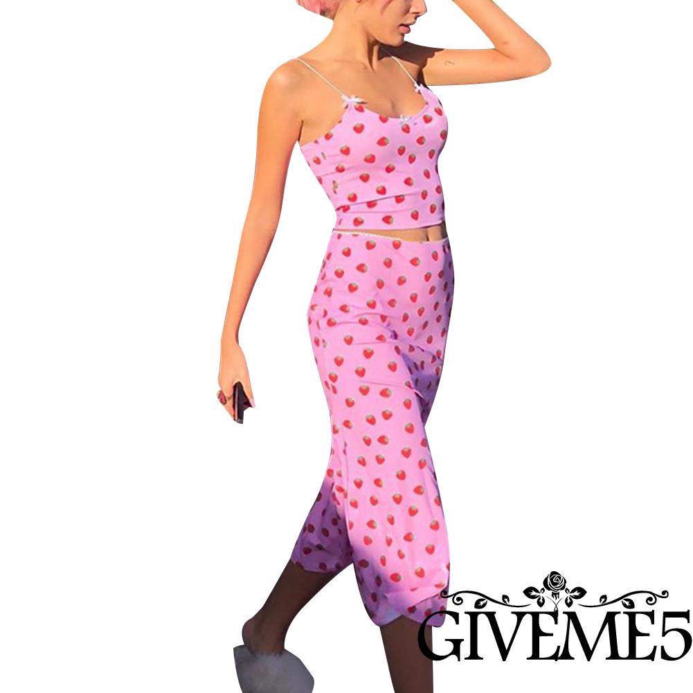 Áo Hai Dây Hoạ Tiết Dâu Tây Thiết Kế Quyến Rũ