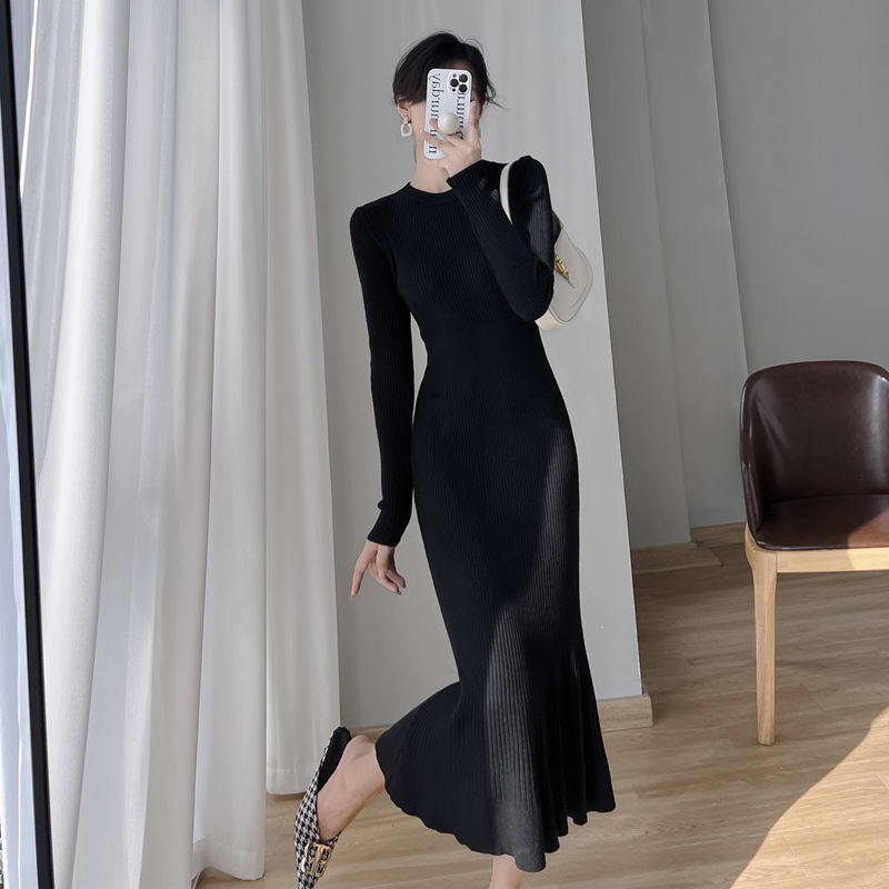 Đầm Đuôi Cá Dệt Kim Tay Dài Thời Trang Sang Trọng Cho Nữ