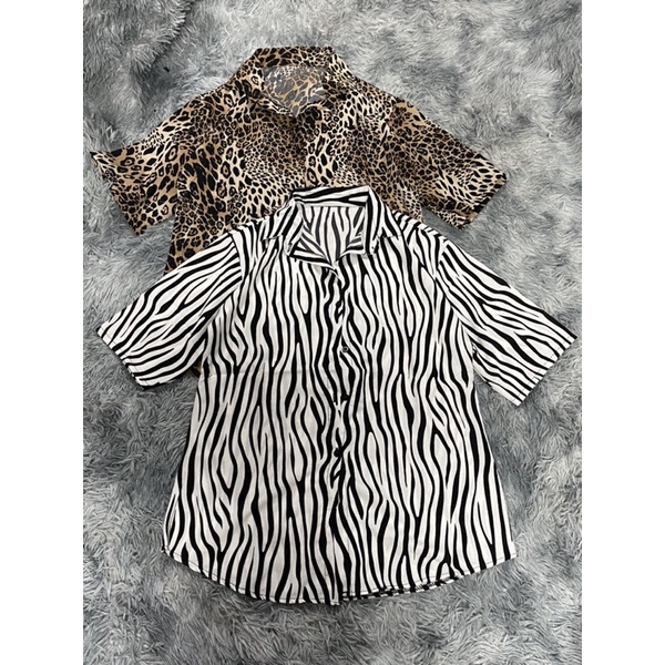 Sét áo da beo , văn + quần thun ngố, sơ mi nữ form rộng | BigBuy360 - bigbuy360.vn